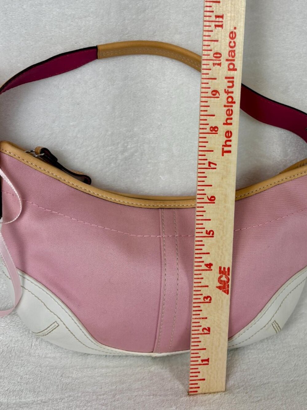 Vintage Y2K Coach Hampton/Soho Small Baby Pink Canvas Hobo - Picture 13 of 16